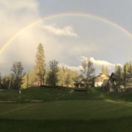rainbow over golf course