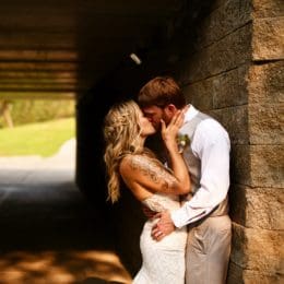 bride & groom kissing