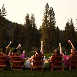group of people in lounge chairs